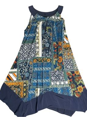 Boho Patchwork Sleeveless Swing Dress 100% Rayon